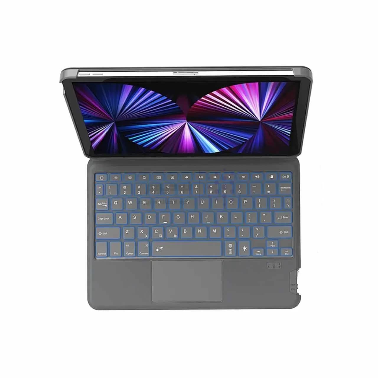 کاور کیبورد دار مغناطیسی بی سیم 10.5 و iPad 10.2 اینچ Wiwu مدل Combo – خاکستری MN — تصویر ۳
