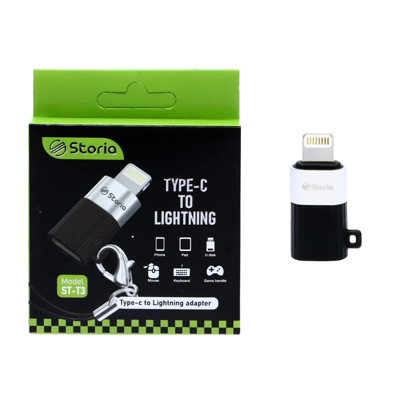 تبدیل Storia OTG Type-C TO Lightning مدل ST-T3 – مشکی نقره ای