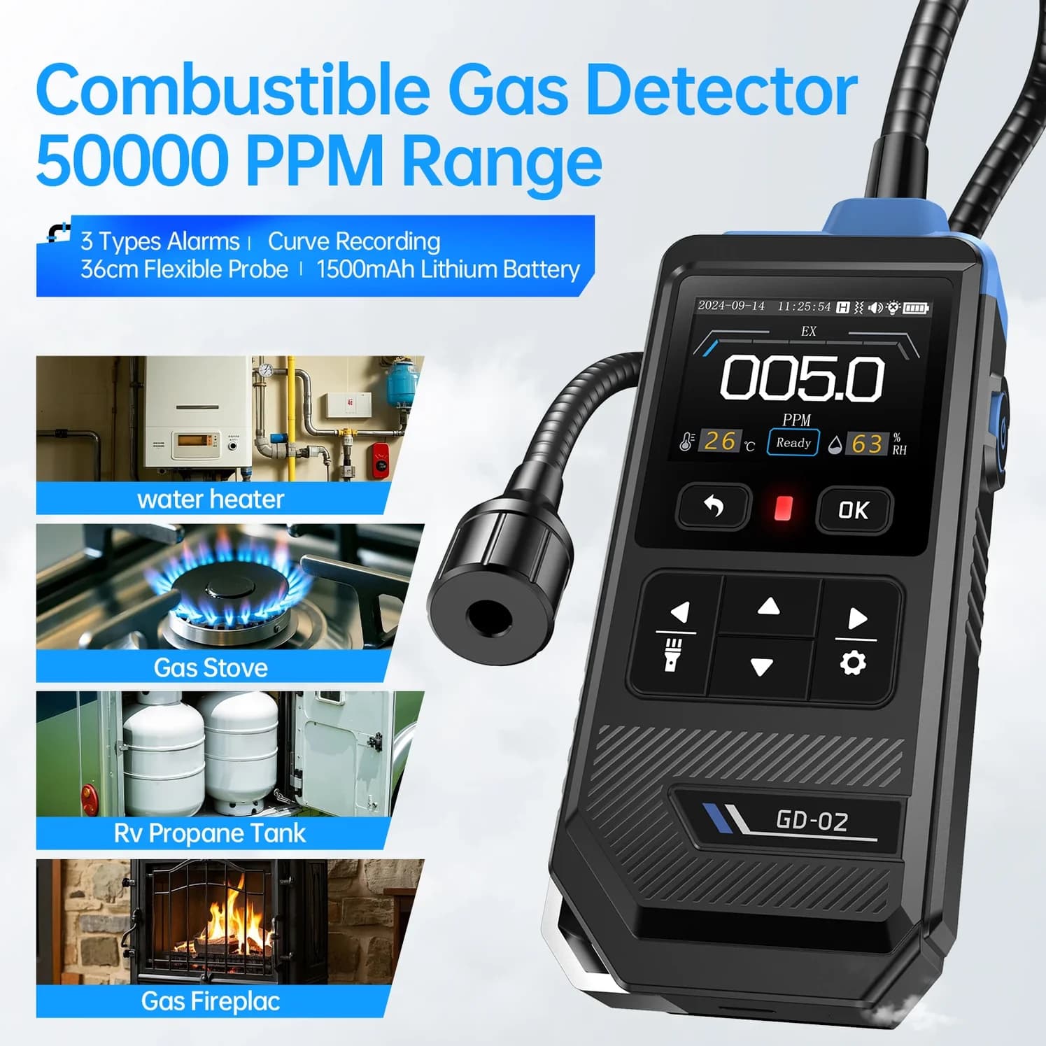 نشت‌یاب گاز قابل اشتعال فینرسی مدل FNIRSI GD-02 — تصویر ۴