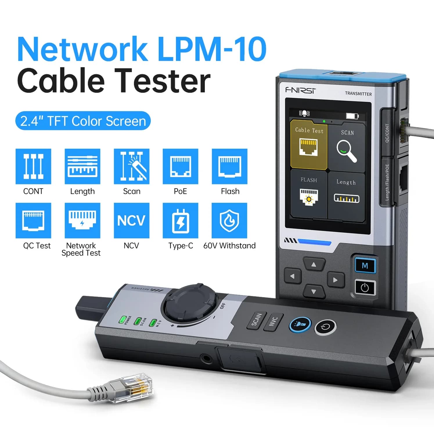 تستر شبکه و ردیاب چندکاره کابل شبکه فینرسی مدل FNIRSI LPM-10A — تصویر ۶