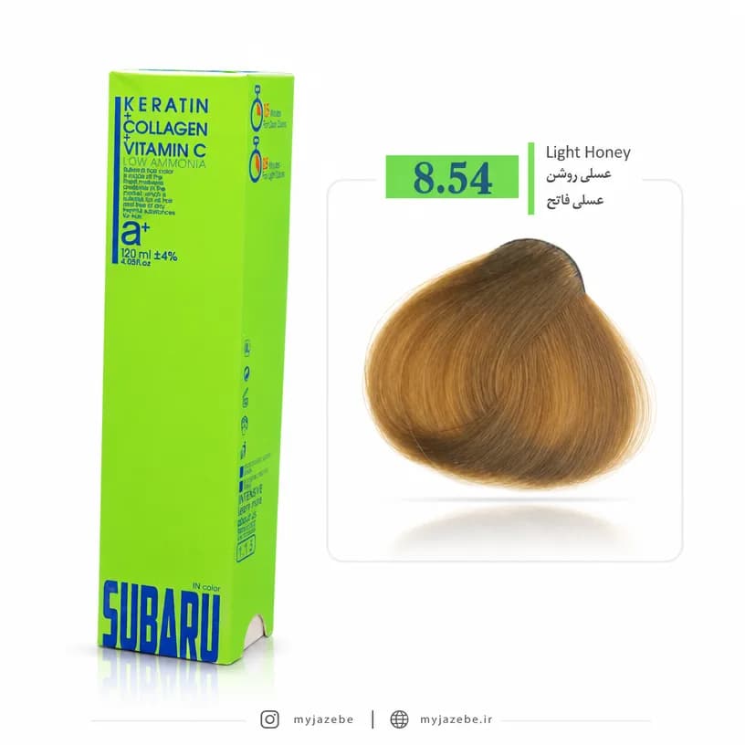 رنگ مو SUBARU سوبارو کم آمونیاک 8.54 عسلی روشن