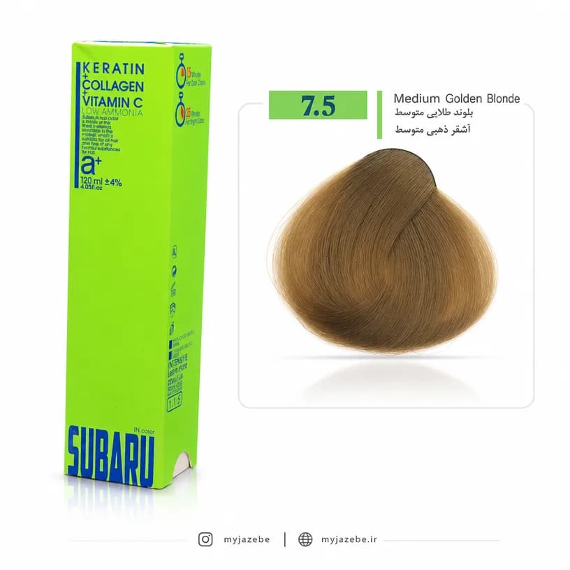 رنگ مو SUBARU سوبارو کم آمونیاک 7.5 بلوند طلایی متوسط
