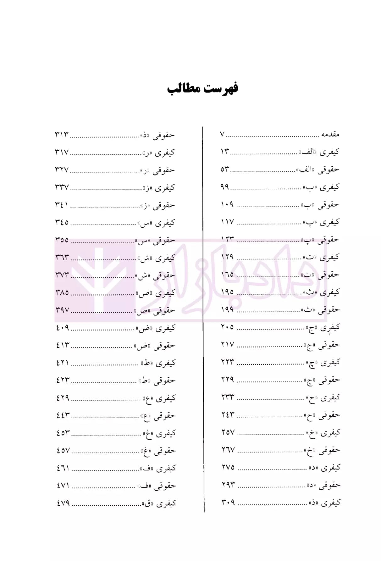 فهرست الفبایی عناوین حقوقی و کیفری | دکتر موسوی — تصویر ۲