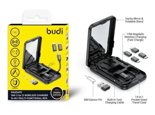 شارژر وایرلس 15W و رم ریدر و کیت 14 کاره بودی مدل WL511B — تصویر ۶