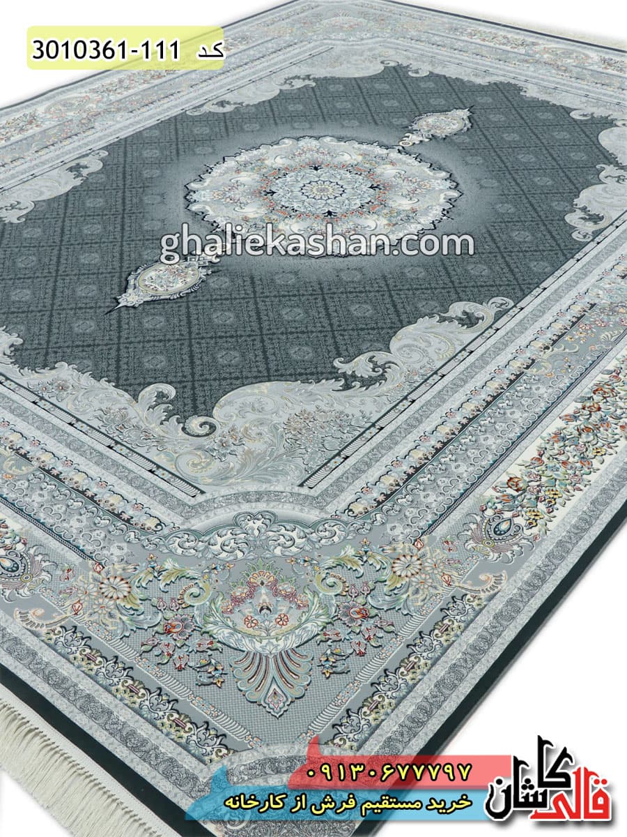 فرش 1200 شانه طرح تیمچه زمینه دودی کاشان