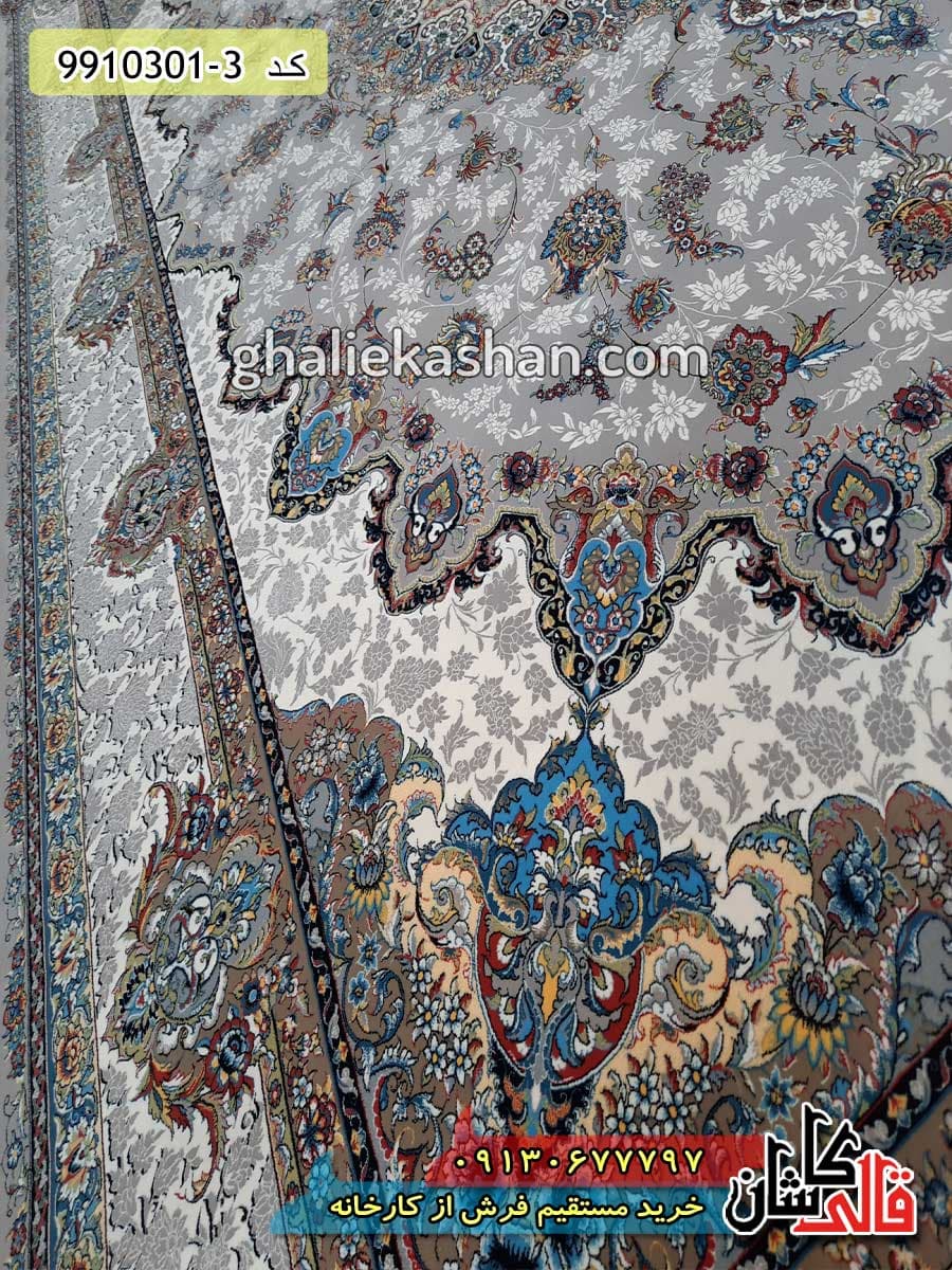 فرش 1000 شانه طرح شیخ صفی اصفهان زمینه فیلی کاشان — تصویر ۳