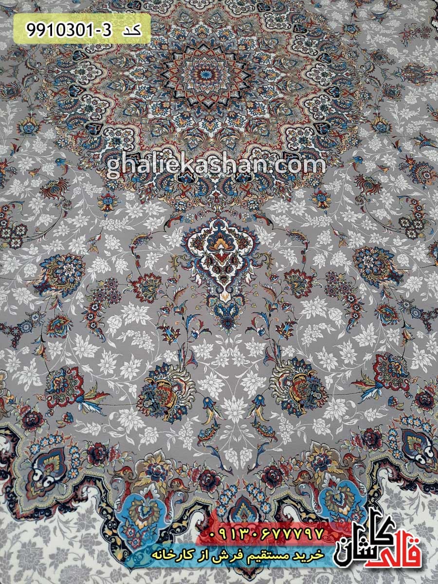 فرش 1000 شانه طرح شیخ صفی اصفهان زمینه فیلی کاشان — تصویر ۵