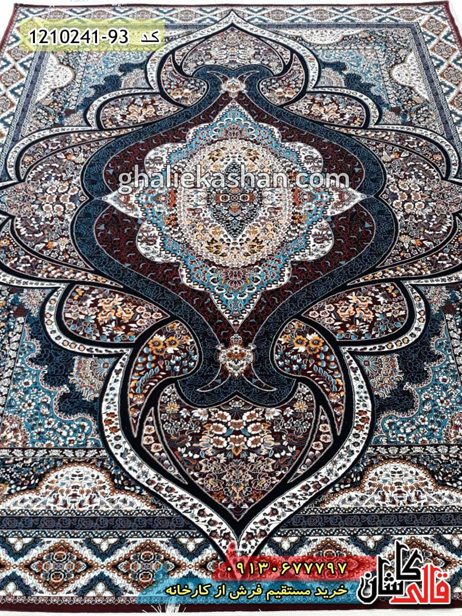 فرش طرح 700 شانه طرح کیمیا زمینه قرمز روناسی کاشان — تصویر ۲