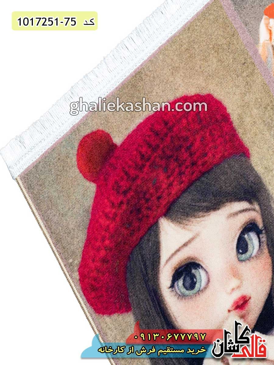 فرش 700 شانه کودک طرح کولاژ باربی کاشان — تصویر ۳