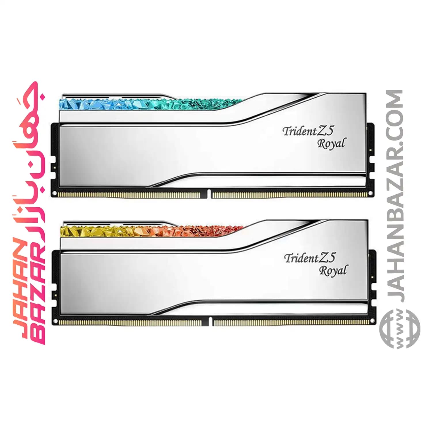 رم دسکتاپ جی اسکیل DDR5 دو کاناله MHz 6400 G.Skill TRIDENT Z5 ROYAL SILVER RGB ظرفیت CL32 32GB