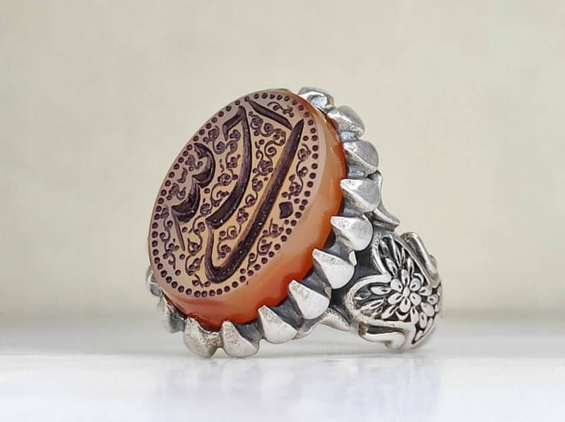 انگشتر عقیق زرد یمنی اصل حکاکی حسبی الله