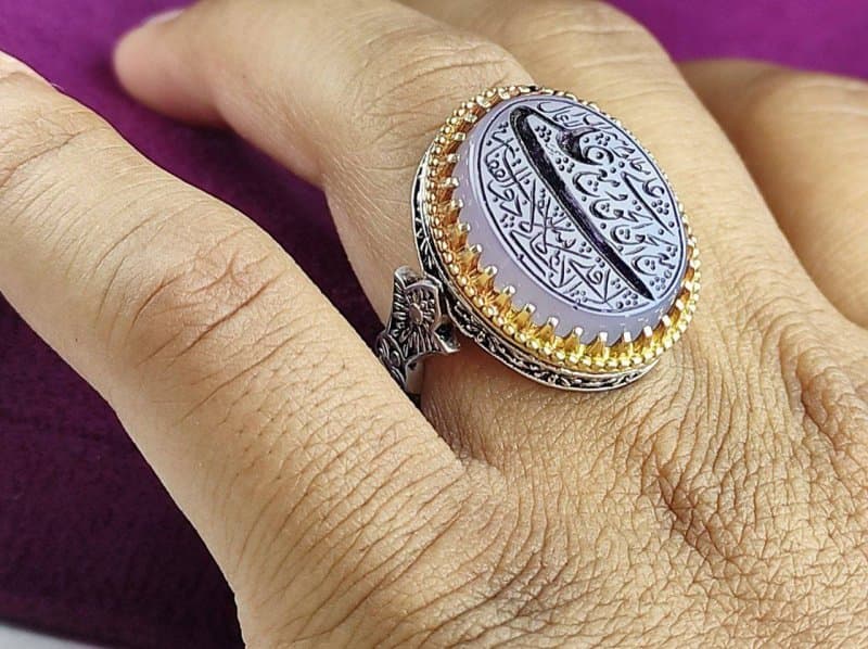 انگشتر عقیق یمنی یاسی اصل حکاکی لا فتا الا علی — تصویر ۴