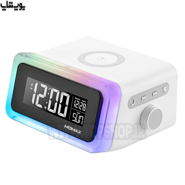 ساعت دیجیتال، اسپیکر و شارژر بی سیم مومکس مدل Q.Clock 2