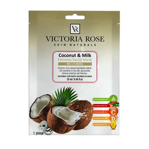 ماسک ورقه ای صورت شیر و نارگیل ویکتوریا رز ۲۵ گرم | Victoria Rose Coconut And Milk Face Sheet Mask 25 gr