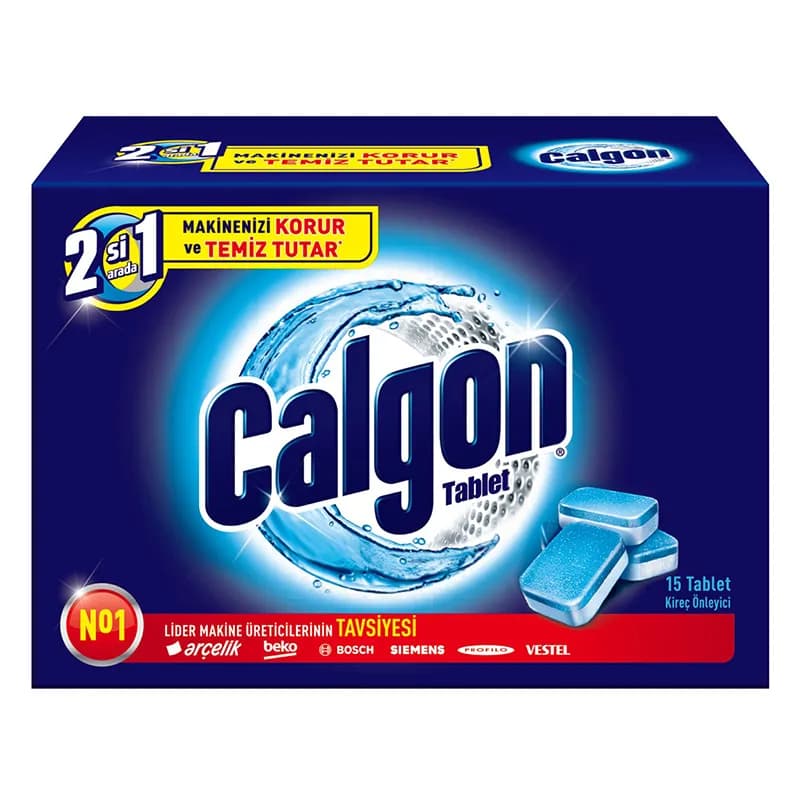قرص جرم گیر ماشین لباسشویی 15 تایی کلگون مدل CALGON 2 in 1