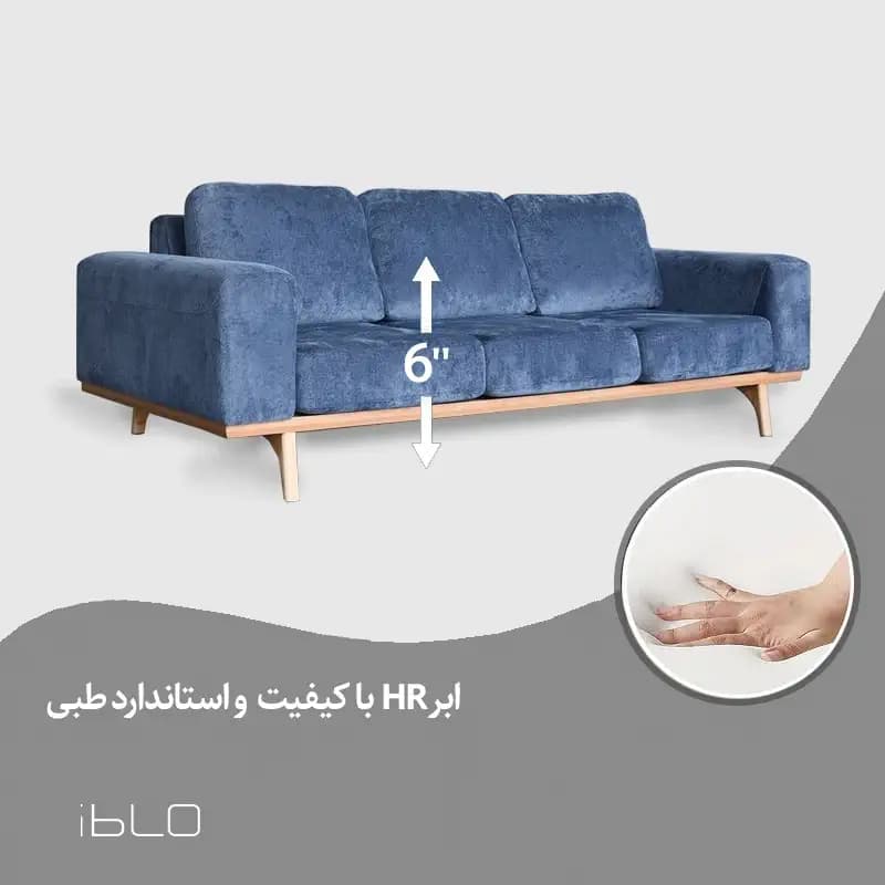 مبل راحتی سه نفره اورلاندو (آبی) — تصویر ۸