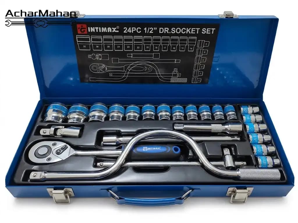 جعبه بکس ۲۴ عددی سنگین اینتیمکس مدل soket set 24 pcs — تصویر ۴