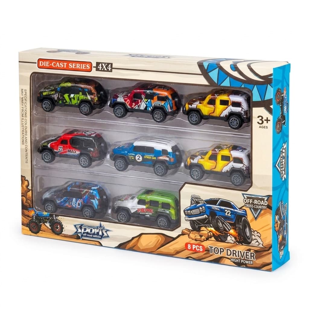 ست ماشین فلزی 8 تایی die-cast مدل آفرود عقب کش کد A224