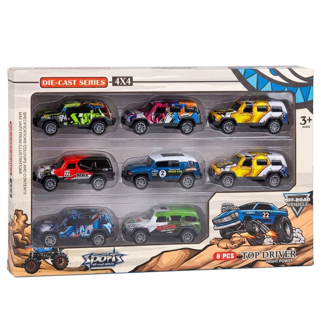 ست ماشین فلزی 8 تایی die-cast مدل آفرود عقب کش کد A224 — تصویر ۲