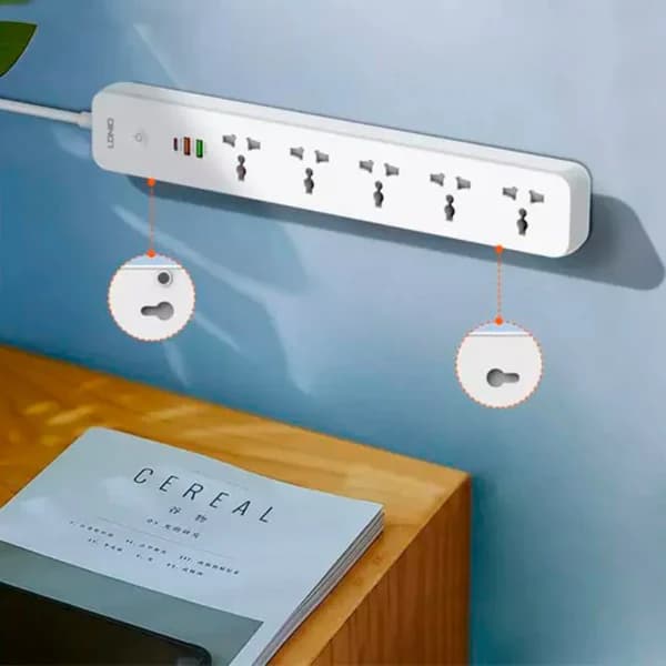 چند راهی 5 خانه الدینیو SC5319 با کابل 2 متری + شارژر USB و Type-C — تصویر ۵