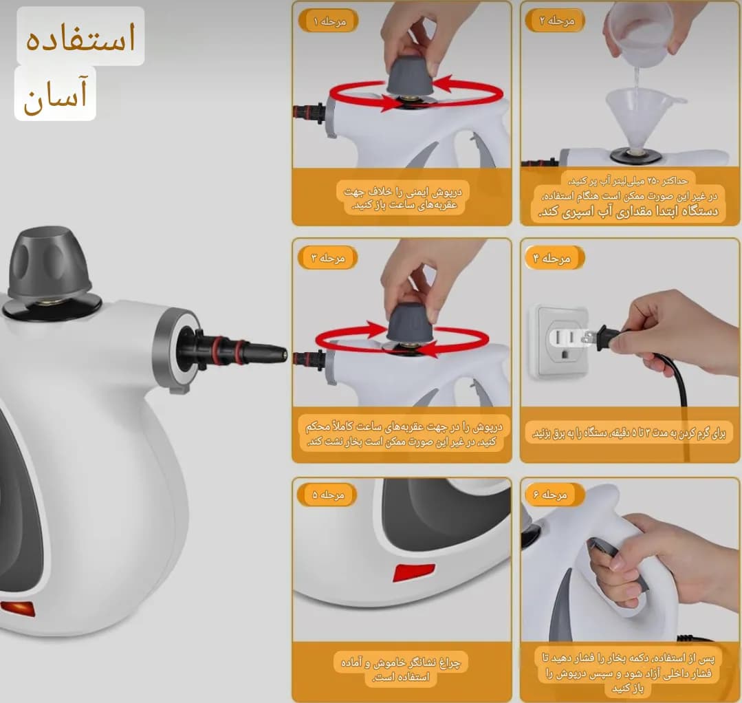 بخارشوی دستی STEAM CLEANER مدل JQ399 با توان 1050 وات اورجینال — تصویر ۵