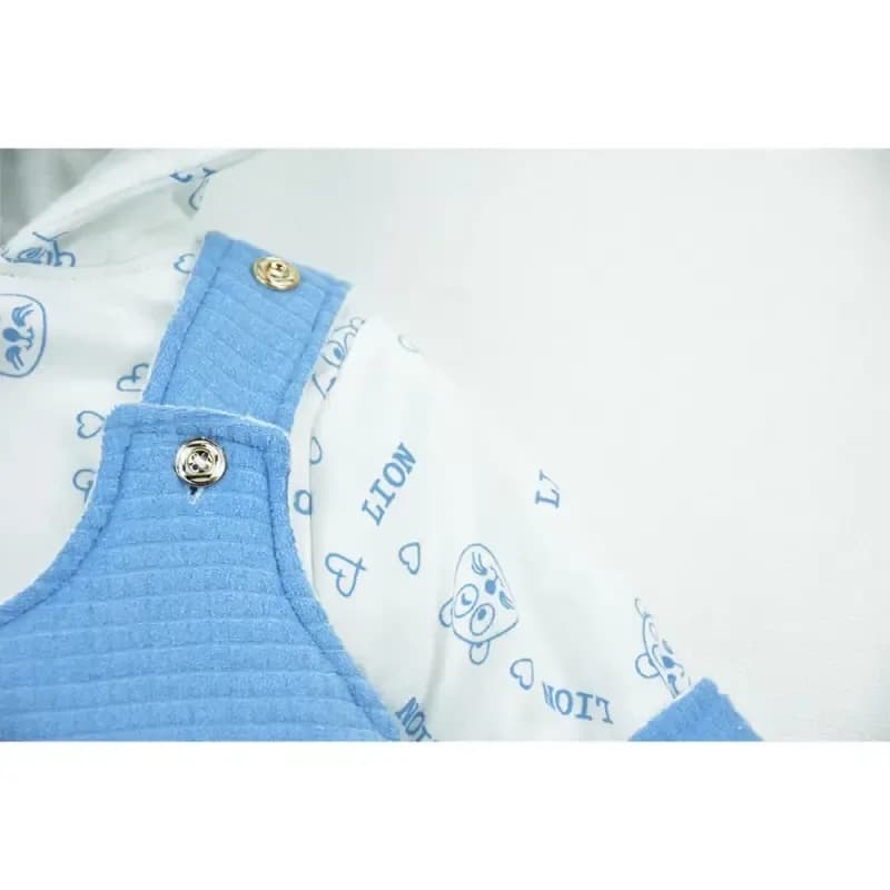 ست سرهمی گرم نوزادی شیر برجسته آبی پاییزه و زمستانه — تصویر ۲