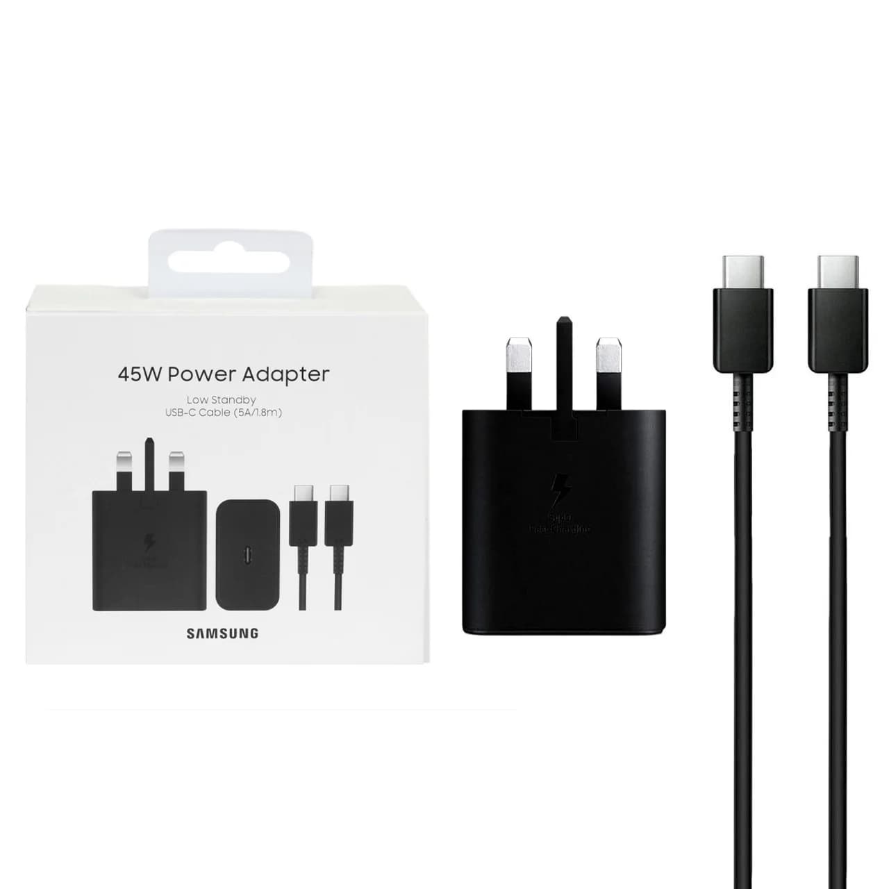شارژر دیواری سه پین فست و PD تک پورت SAMSUNG Type-C مدل EP-T4511 HI+ 45W به همراه کابل شارژ Type-C – مشکی (6 ماهه DST ) مجهز به فناوری NFC