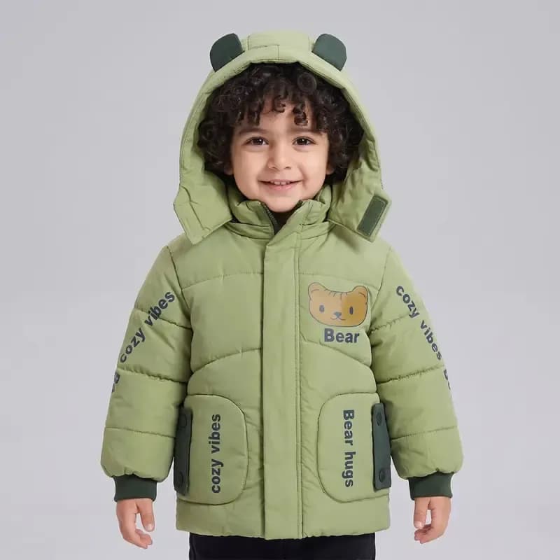 کاپشن پسرانه BEAR سبز شمعی آستر خز پاییزه و زمستانه