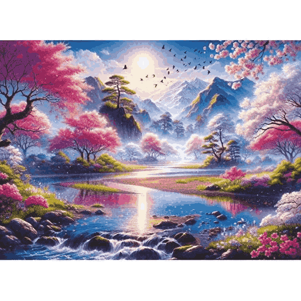 پازل 1500 تکه آرت پازل مدل The Cherry Blossom Valley کد 41551 — تصویر ۲