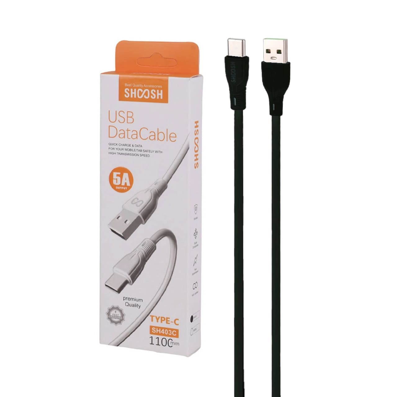 کابل شارژ 1.1 متری فست Shoosh Type-C مدل SH403C – مشکی – SMO