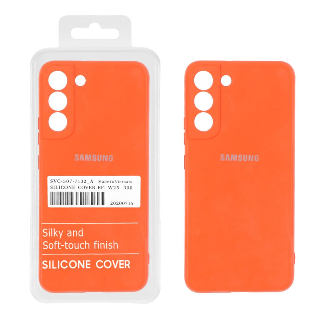 قاب نیو سیلیکون محافظ لنزدار RFF مدل Samsung Galaxy S22 Plus – نارنجی (پک دار) — تصویر ۲
