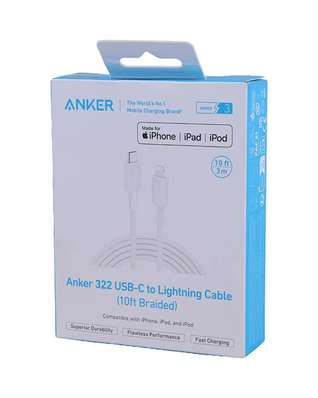 کابل تایپ سی به لایتنینگ 3 متر انکر Anker 322 USB-C to Lightning 300CM Cable A81B7 — تصویر ۵