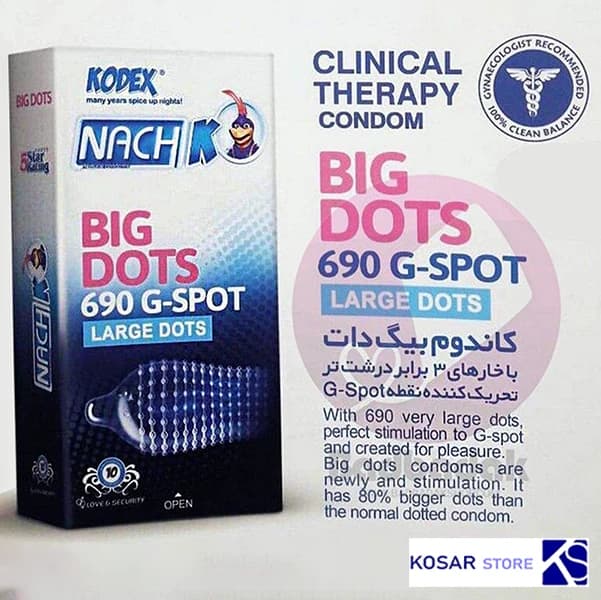 کاندوم ناچ کدکس مدل 690 Big Dots بسته 10 عددی — تصویر ۲