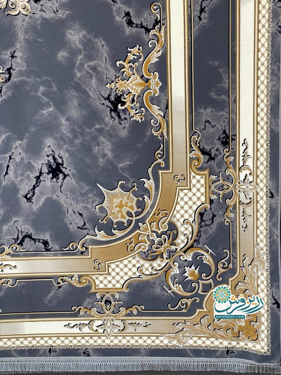 فرش ماشینی 1200 شانه طرح سنو کد 1235 رنگ دودی — تصویر ۳
