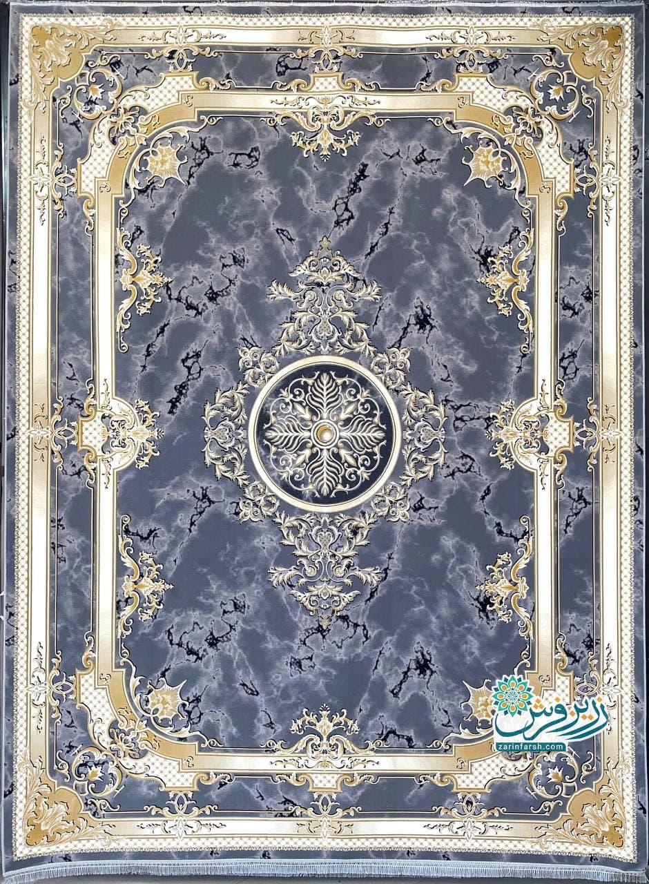 فرش ماشینی 1200 شانه طرح سنو کد 1235 رنگ دودی