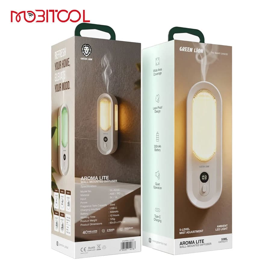 خوشبو کننده دیواری شارژی گرین لاین Green Lion AROMA LITE Wall-Mounted Diffuser 55ML — تصویر ۵
