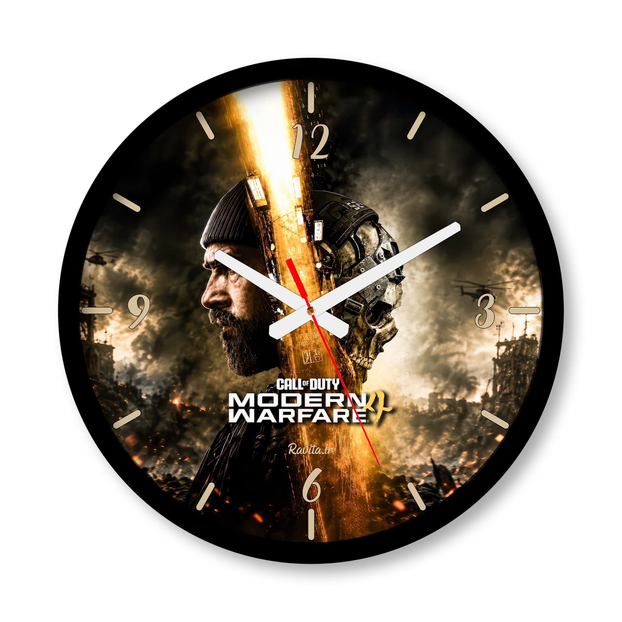 ساعت دیواری بزرگ راویتا طرح کاپیتان پرایس و گوست کال آف دیوتی مدرن وارفر- Captain Price & Ghost Call of Duty Modern Warfare کد 3932