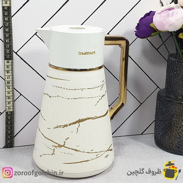 فلاسک سام ست 1 لیتری مدل ماربل – شیشه صورتی — تصویر ۲