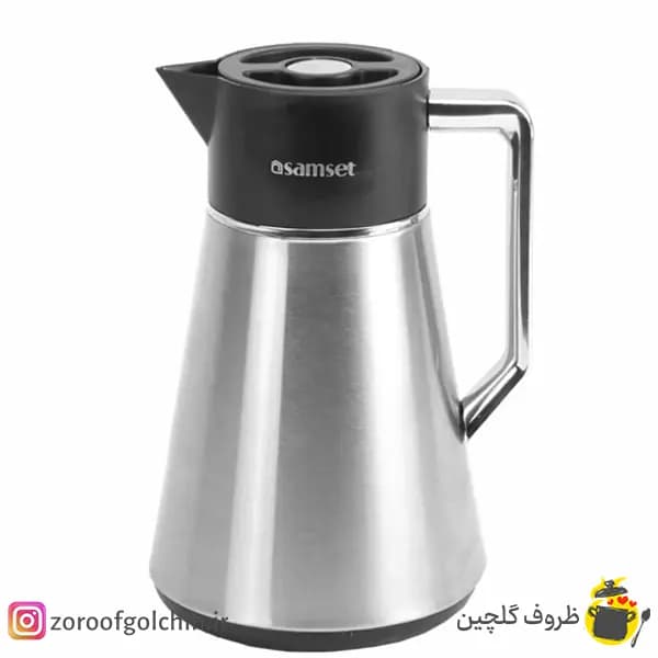 فلاسک سام ست 1 لیتری مدل استیل – شیشه صورتی — تصویر ۳