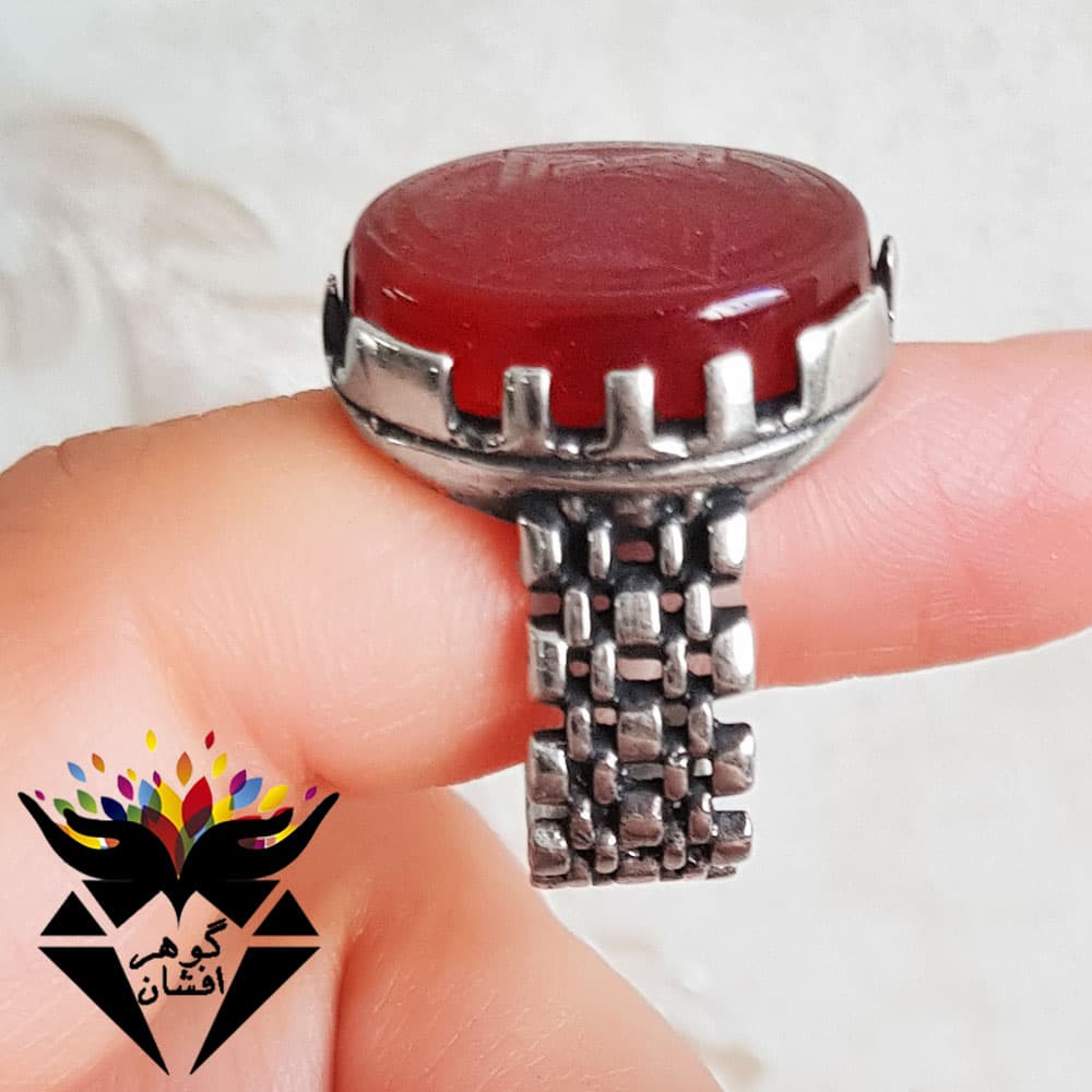 انگشتر طلاروس عقیق اصل عین علی و ستاره سلیمان R۳۳۳۷ — تصویر ۲