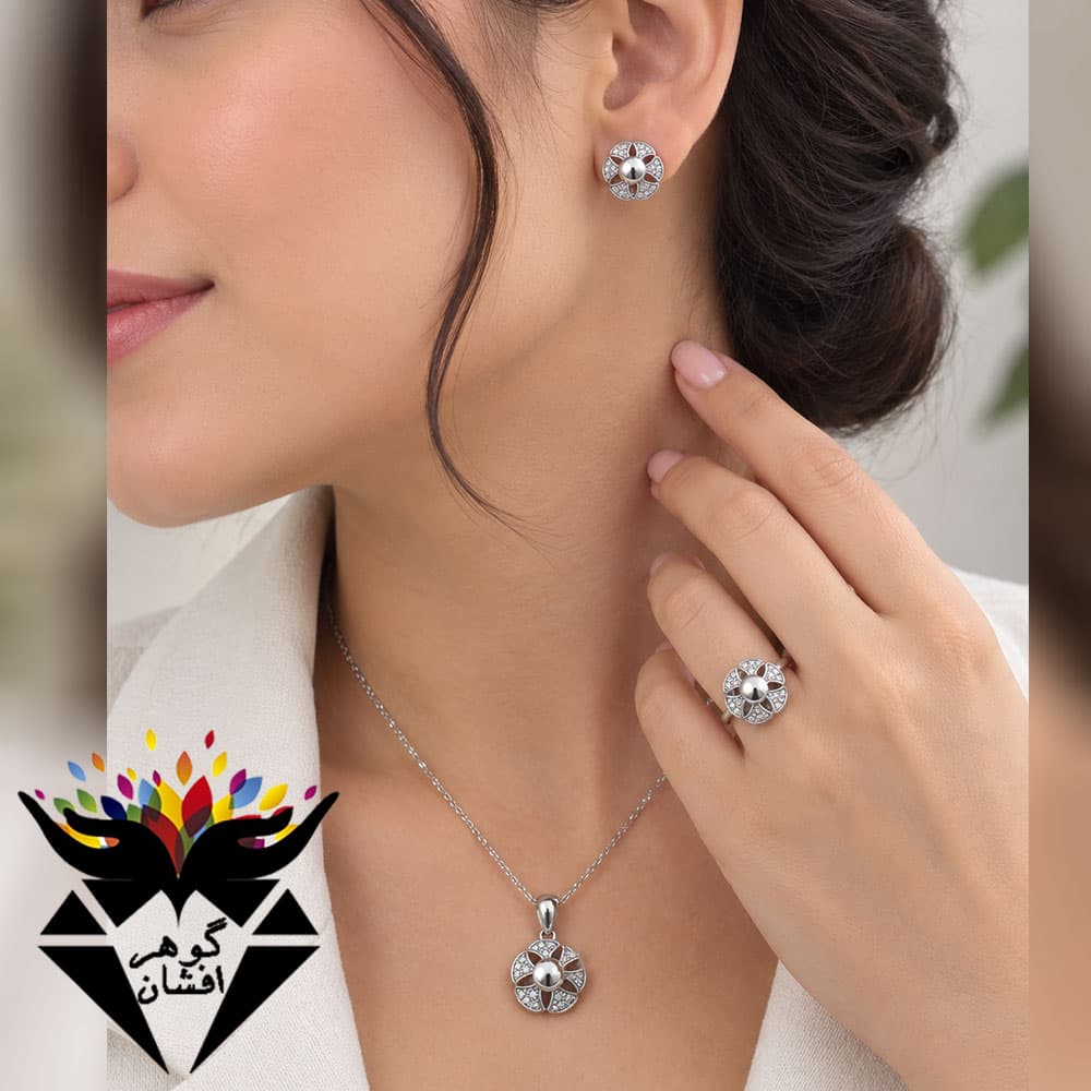 سرویس نقره تایلندی زنانه طرح گل کد S_1044