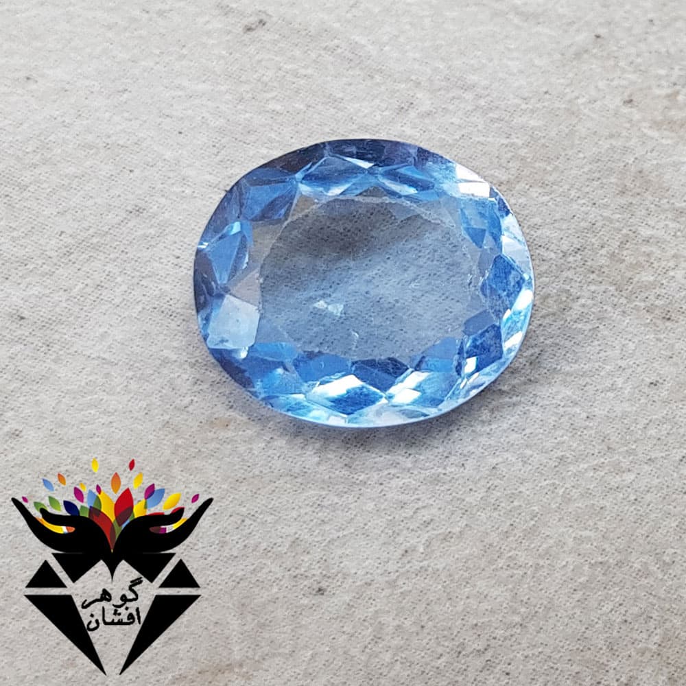 نگین توپاز آبی سوئیسی اصل خوشرنگ درشت N۱۹۶۷