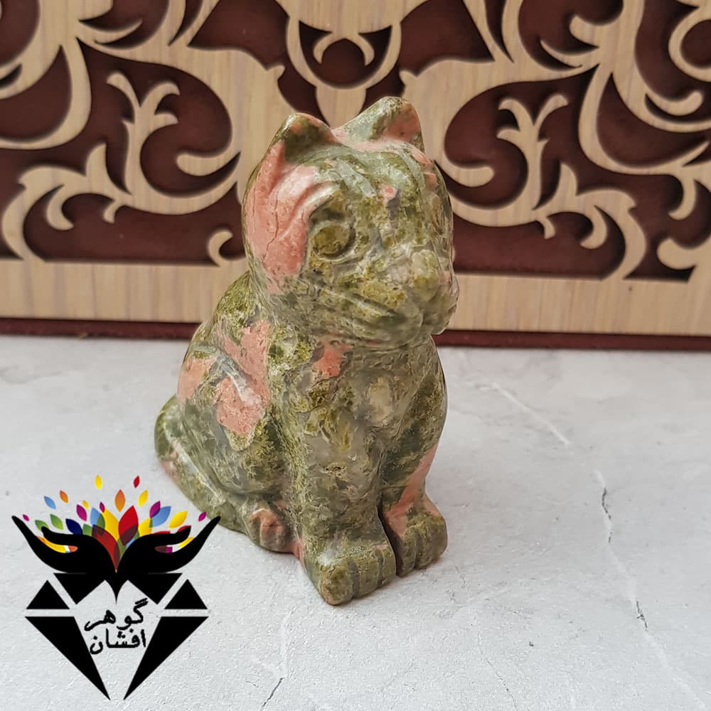 مجسمه سنگی اوناکیت تراش گربه ST3096