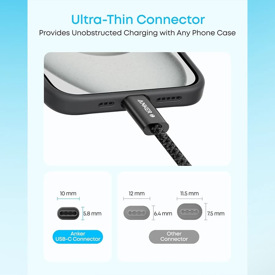 کابل شارژ USB-C به USB-C انکر Anker Zolo A8060 240W 1M Black — تصویر ۳