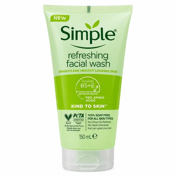 ژل شستشوی صورت سیمپل مدل Refreshing حاوی ویتامین B5 و E حجم 150 میل