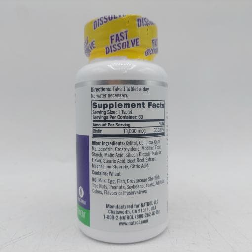 بیوتین ناترول 100 عددی Natrol Biotin 10000 mcg — تصویر ۳