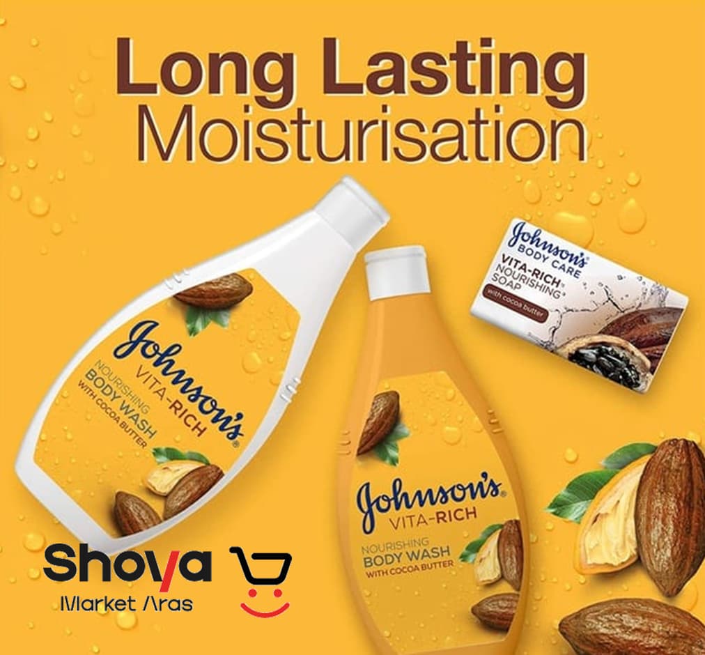 شامپو بدن جانسون Johnson’s مدل Vita-Rich Nourishing مرطوب‌کننده حاوی کره کاکائو حجم 750 میلی‌لیتر — تصویر ۳