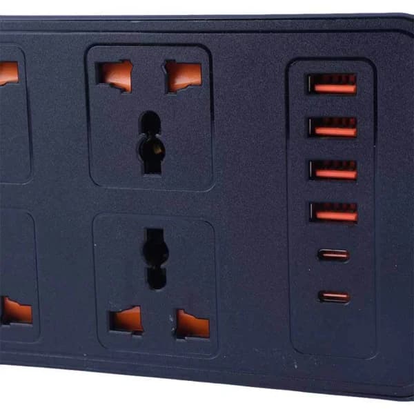 چند راهی 6 خانه پرودو PB-FWCH033 با کابل 3 متری + شارژر USB و Type-C — تصویر ۴