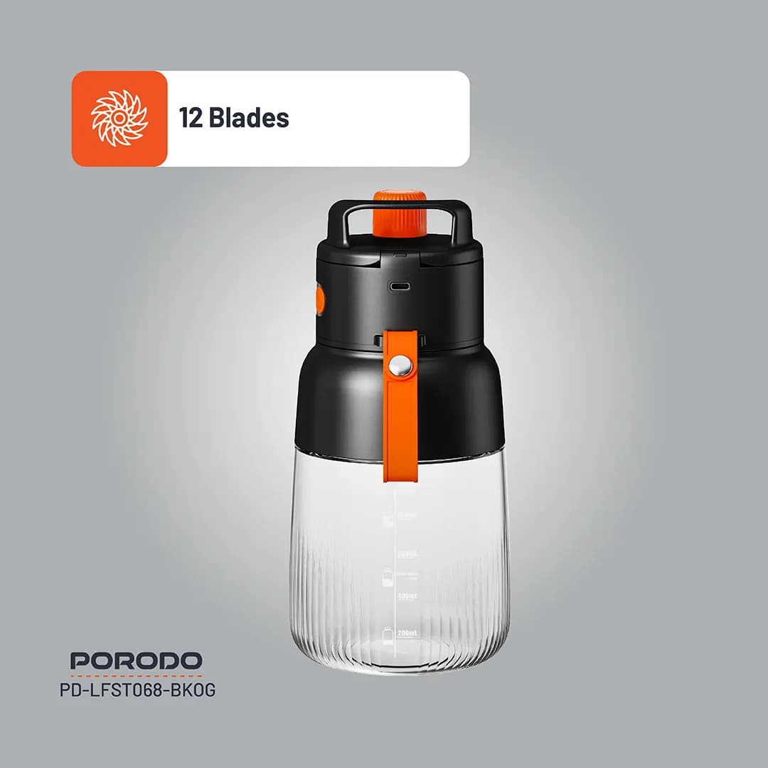 مخلوط‌کن شارژی و اسموتی‌ساز پرودو Porodo Lifestyle Blend & Sip Portable Blender PD-LFST068-BK0G‏ — تصویر ۲