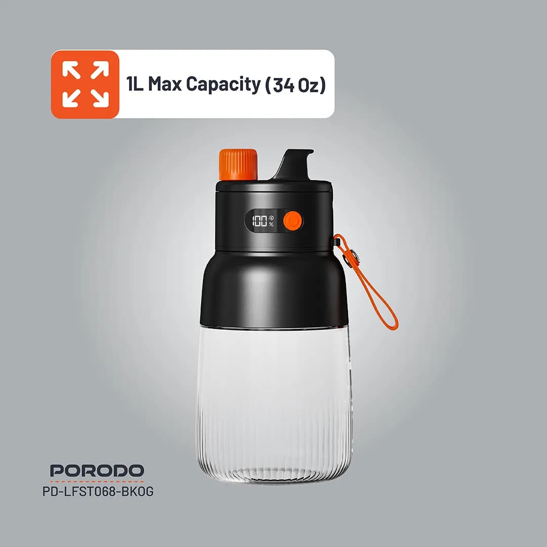 مخلوط‌کن شارژی و اسموتی‌ساز پرودو Porodo Lifestyle Blend & Sip Portable Blender PD-LFST068-BK0G‏ — تصویر ۷